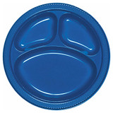 Bright Royal Blue Divided Plastic Plates