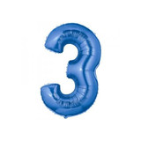 40" Megaloon Number 3 Shaped Balloon - Blue