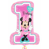 Pink Disney Minnie Mouse 1st Birthday Super Shape Foil Balloon - 28"