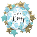 Baby Boy Blue Watercolor Super Shape Foil Balloon - 26"