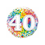 18" Rainbow Confetti 40 Foil Balloon