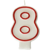 Red/White Flat Molded #8 Candle