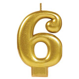 Metallic Gold Numeral #6 Candle