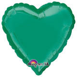 18" Heart Metallic Foil Flat Balloon - Emerald Green