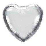 18" Heart Metallic Foil Flat Balloon - Silver
