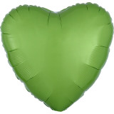 18" Heart Metallic Foil Flat Balloon - Kiwi Green