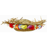 Straw Hat with Floral Trim