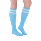 Light Blue Knee High Socks with White Stripes