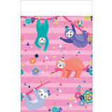 Sloth Paper Party Table Cover - Pink