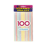 Striped Plastic Straws 100 Count