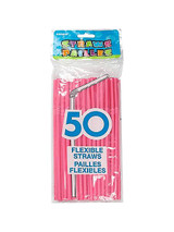 Hot Pink Flexible Straws 50 Pack