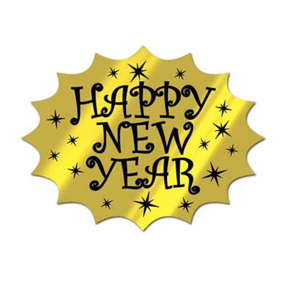 Black and Gold Foil Happy New Year Cutout