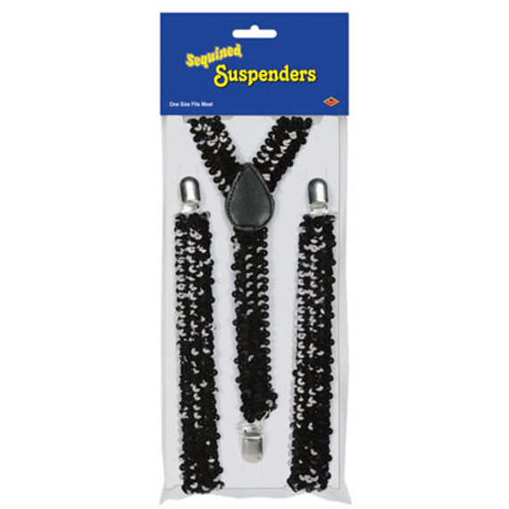 Sequined Suspenders - Black