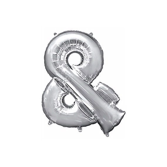 38-Inch Giant Symbol Ampersand Silver Balloon