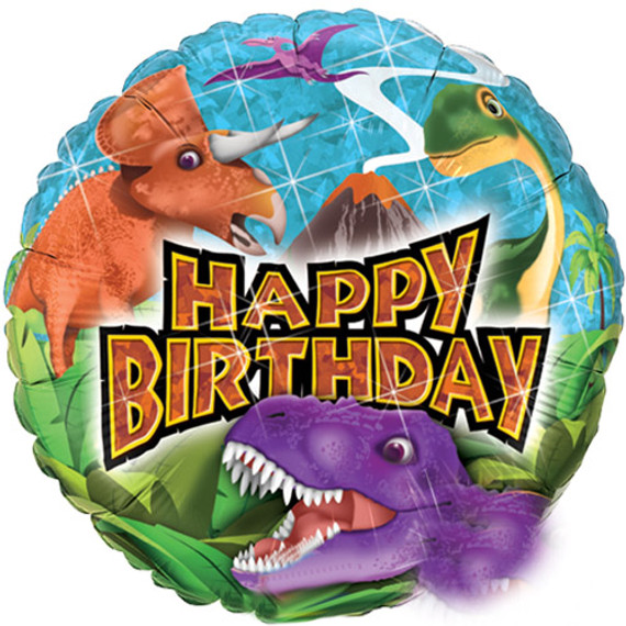 18-Inch Birthday Dinosaurs Hologram Balloon