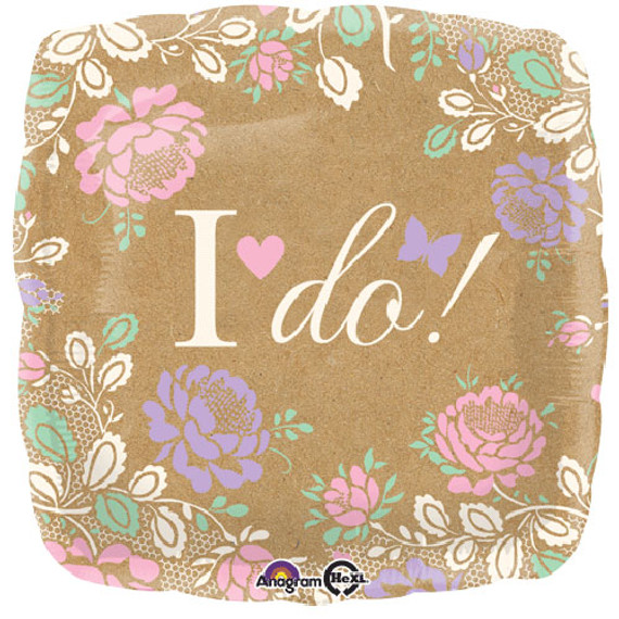 17-Inch I Do Square Balloon With Flowers