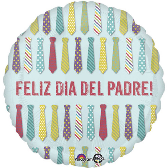 17-Inch Feliz Dia Del Padre Ties Balloon