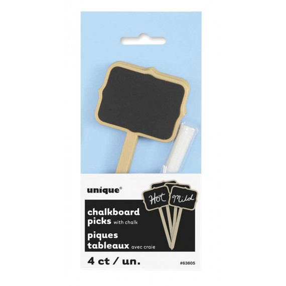 Chalkboard Food Sign Picks with Chalk 4 Count