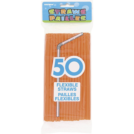 Flex Straws Pumpkin Orange 50 Count