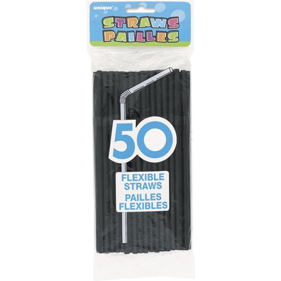 Flex Straws Black 50 Count