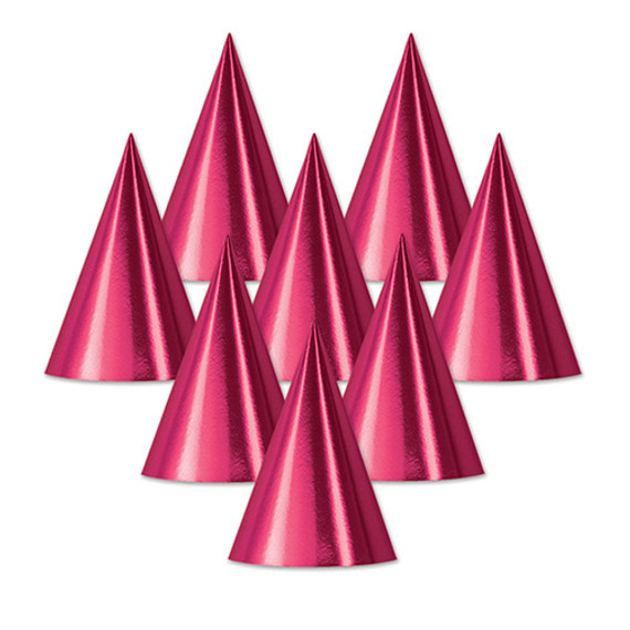 Cerise Foil Cone Hat