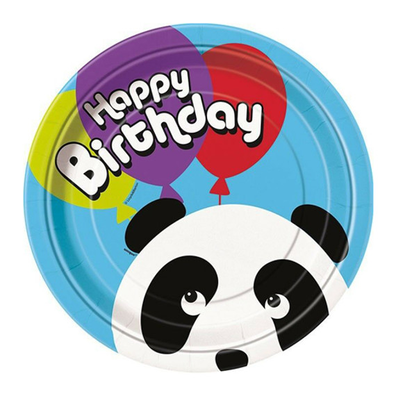 8 CT 9" Birthday Panda Plates