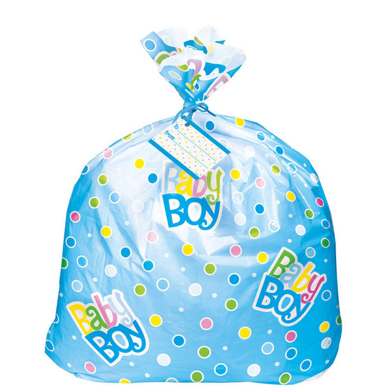 Blue Dots Baby Shower Jumbo Plastic Gift Bag
