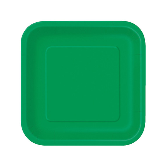 8 Ct 9" Emerald Green Square Plates