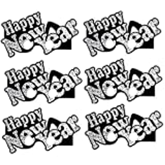 Black and Silver Happy New Year Eyeglasses-6 Pieces