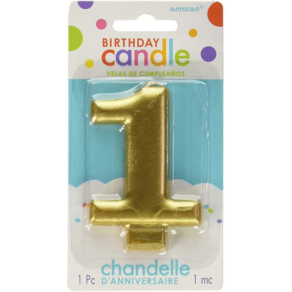 Numeral #1 Metallic Gold Candle