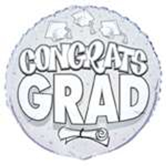 Congrats Grad Graduation Metallic Balloon White