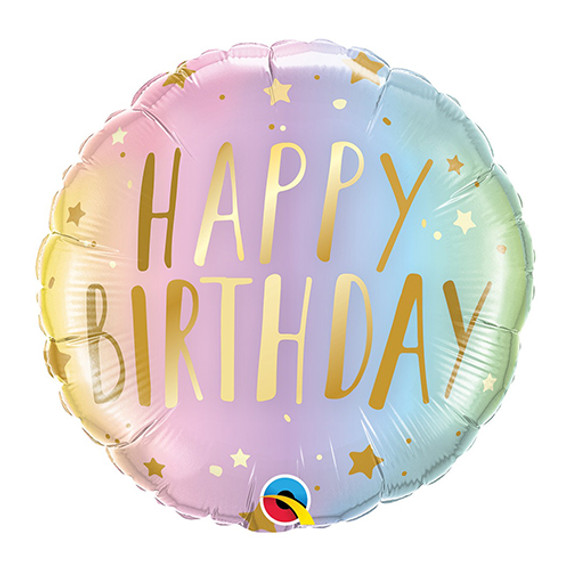 18" Birthday Pastel Ombre & Stars Foil Balloons