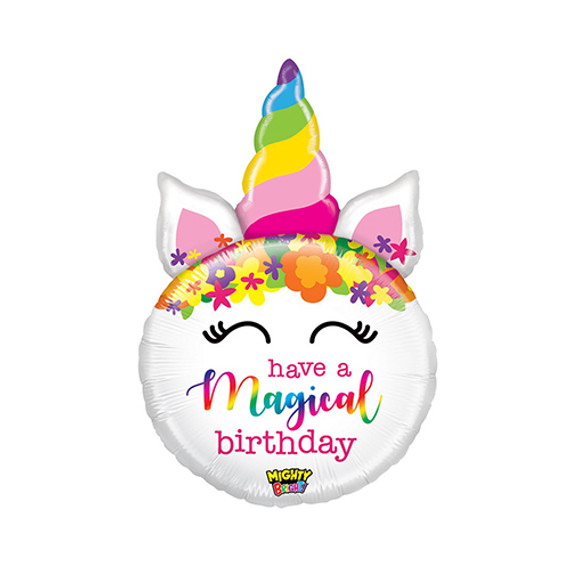 33" Mighty Birthday Unicorn Foil Balloon