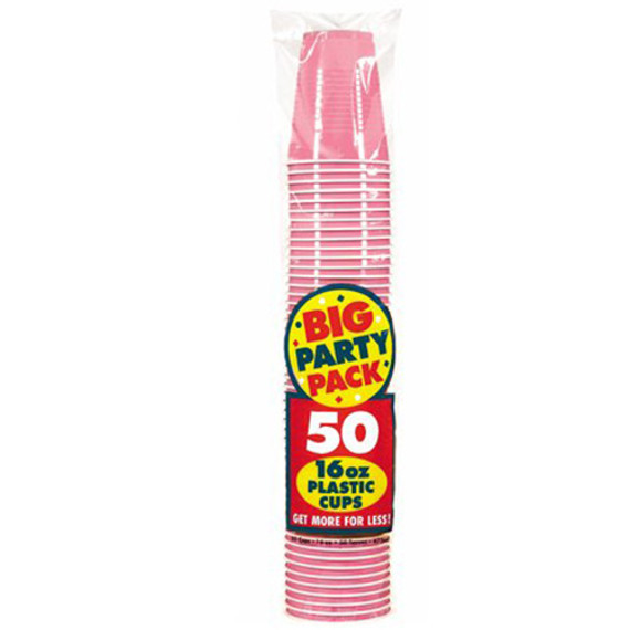 16 Oz Big Party Pack Cups New Pink 50 CT