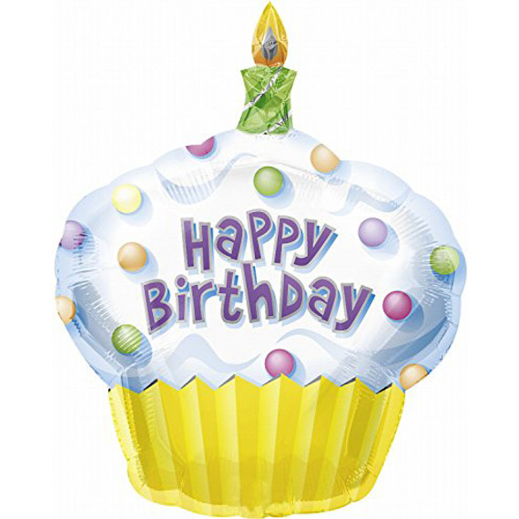 30" Happy Birthday Cupcake Jumbo Foil Balloon