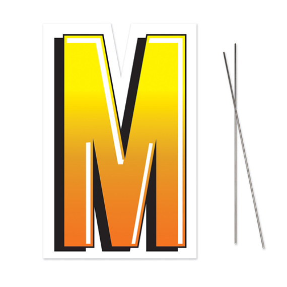 Letter M Yard Sign With Metal Stakes