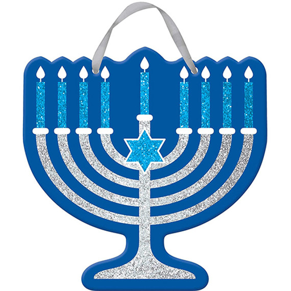 Joyous Hanukkah Festival Menorah Glitter Sign