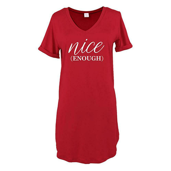 Hello Mello Holiday Sleep Shirt - Nice Enough, Red, Medium/Large