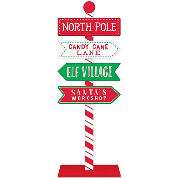 North Pole Directional Standing Sign Large