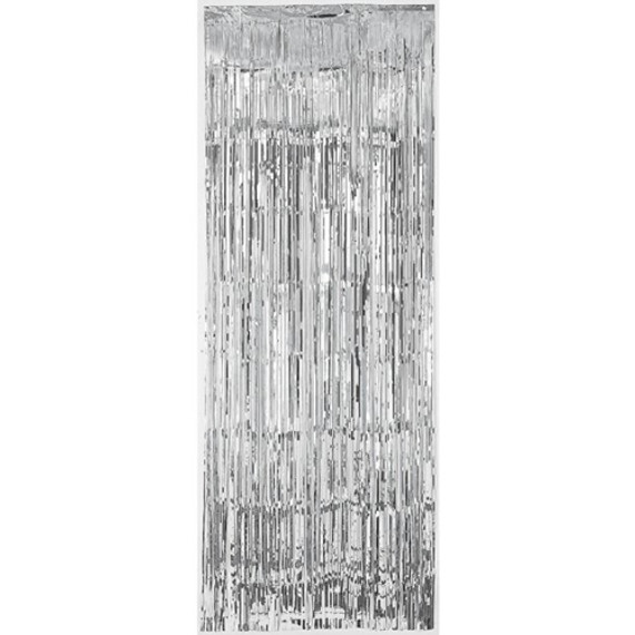 Matalic Fringe Door Curtain - Silver