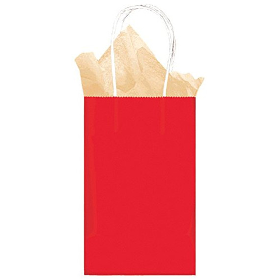 Solid Red Small Kraft Bags