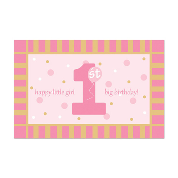 Plastic 1st Birthday Floor Mat - Pink
