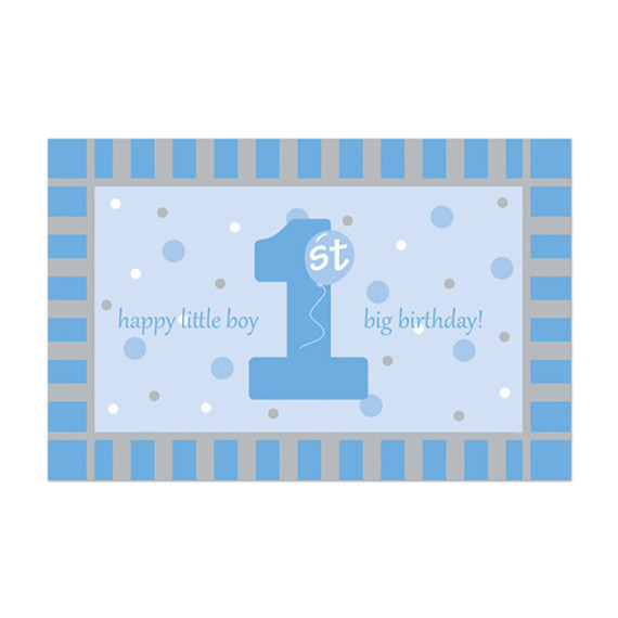 Plastic 1st Birthday Floor Mat - Blue