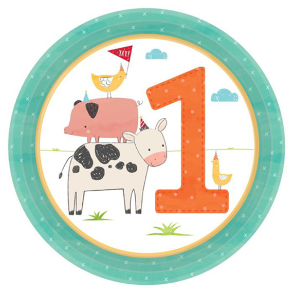 Barnyard Birthday 1st Birthday Dessert Plates