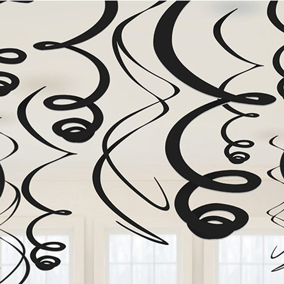 Black Plastic Swirl Decorations