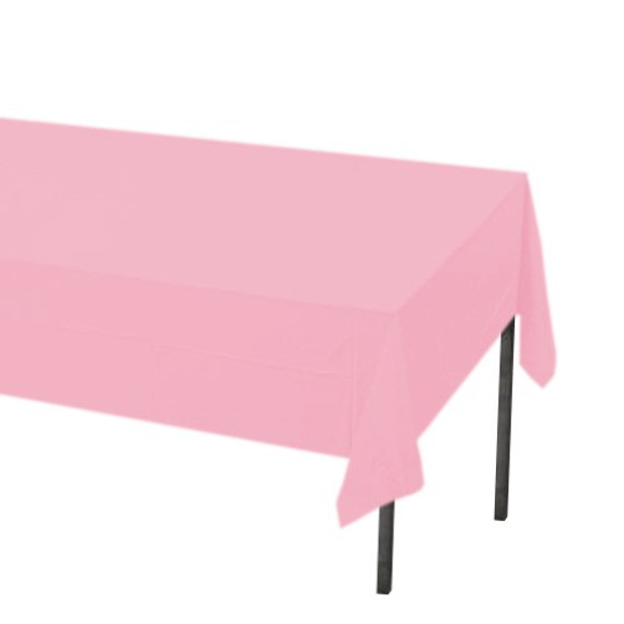 New Pink Plastic Tablecover, 54" x 108"