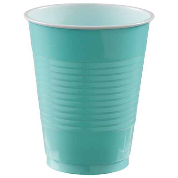 Robin's Egg Blue Plastic Cups, 18 Oz