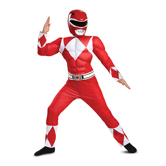 Mighty Morphin Red Power Ranger Boys Classic Costume, Medium