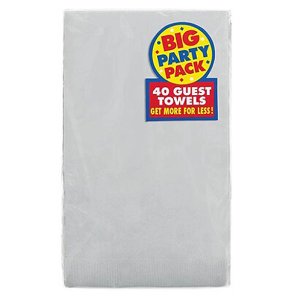 Silver 2-Ply Paper Guest Towel Big Party Pack