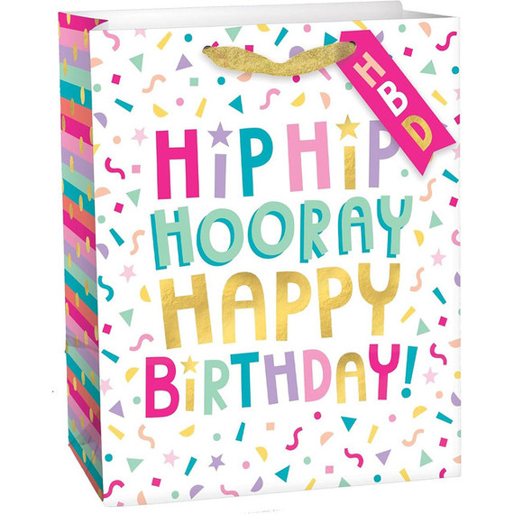 Hip Hip Hooray Birthday Paper Bag - Medium